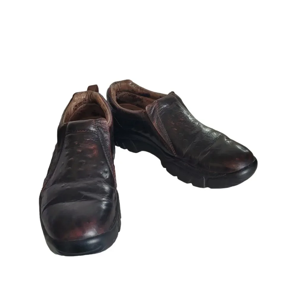Roper Men's Performance Ostrich Print Leather Slip On Loafers Shoes Size 11.5